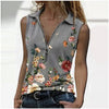 Classy Slim Fit Zipper Blouse Printed T-shirt