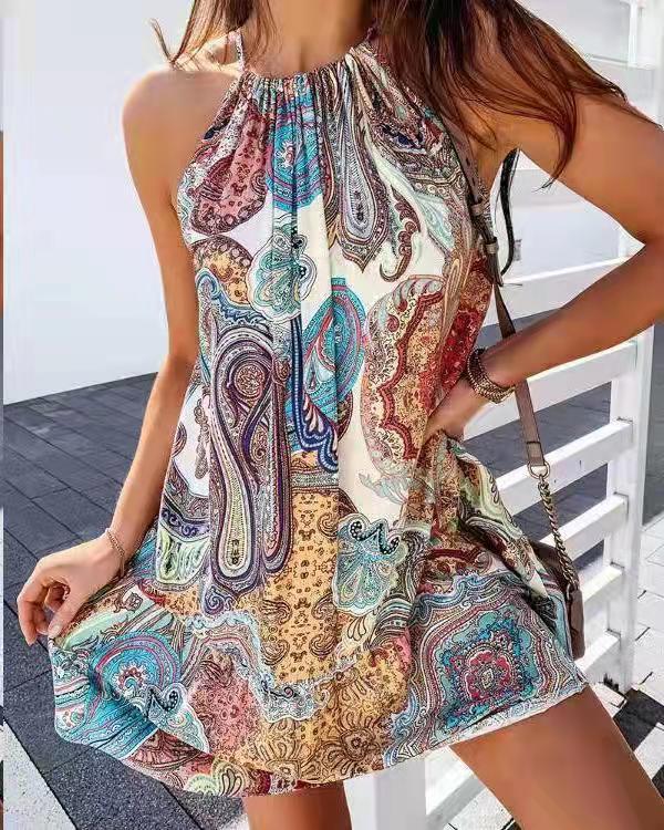 Glamorous Back Short Skirt Printed Sleeveless Dress