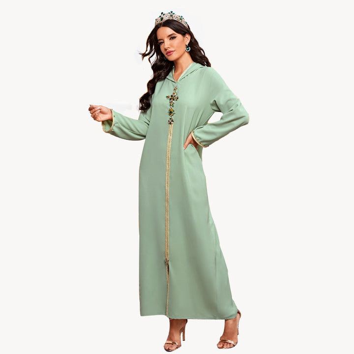 Luxurious Colour Beaded Brick Middle East Robe Dress