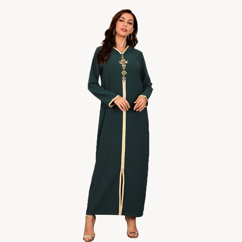 Luxurious Colour Beaded Brick Middle East Robe Dress