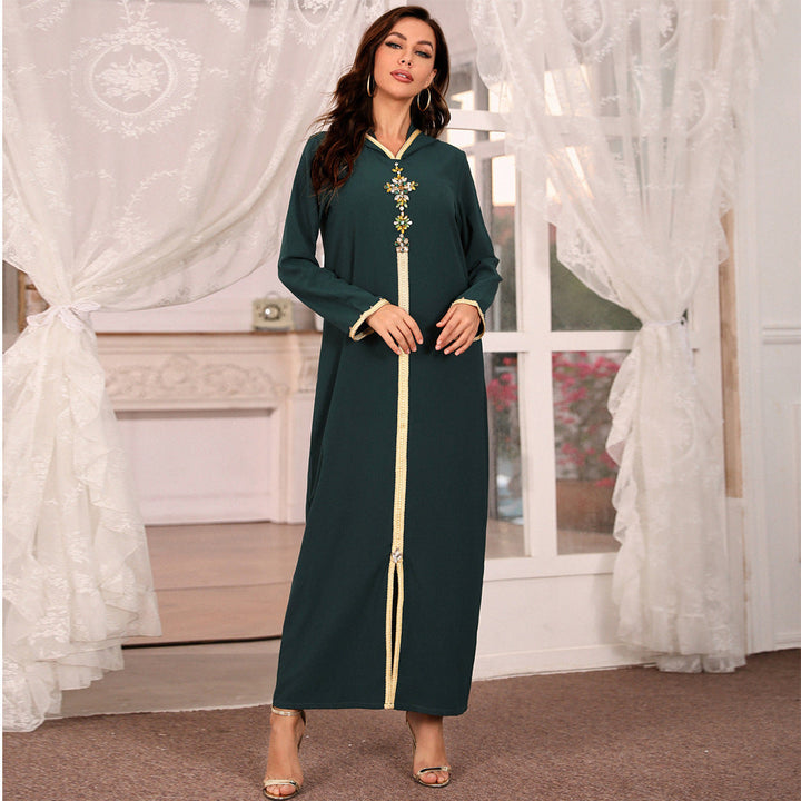 Luxurious Colour Beaded Brick Middle East Robe Dress