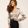 Modern Deep V-Neck Ladies Top Long Sleeve