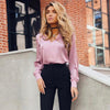 Modern deep V-neck ladies top long sleeve