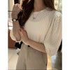 Chic Shirt Lace Sewing Thin Blouse