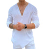 Casual cotton shirt with V-neck