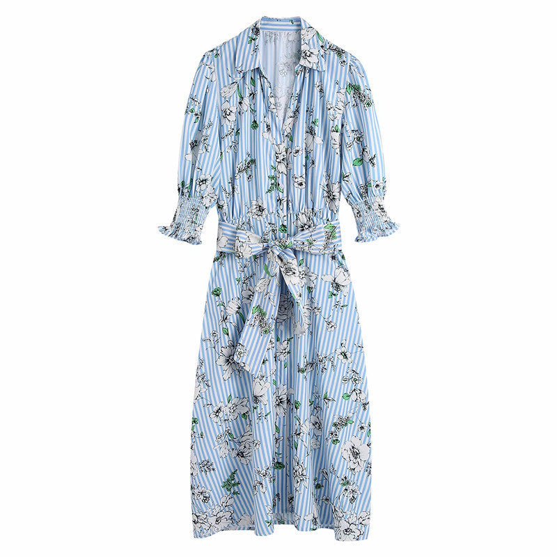 Modern Summer New Style Printed Shirt Dress