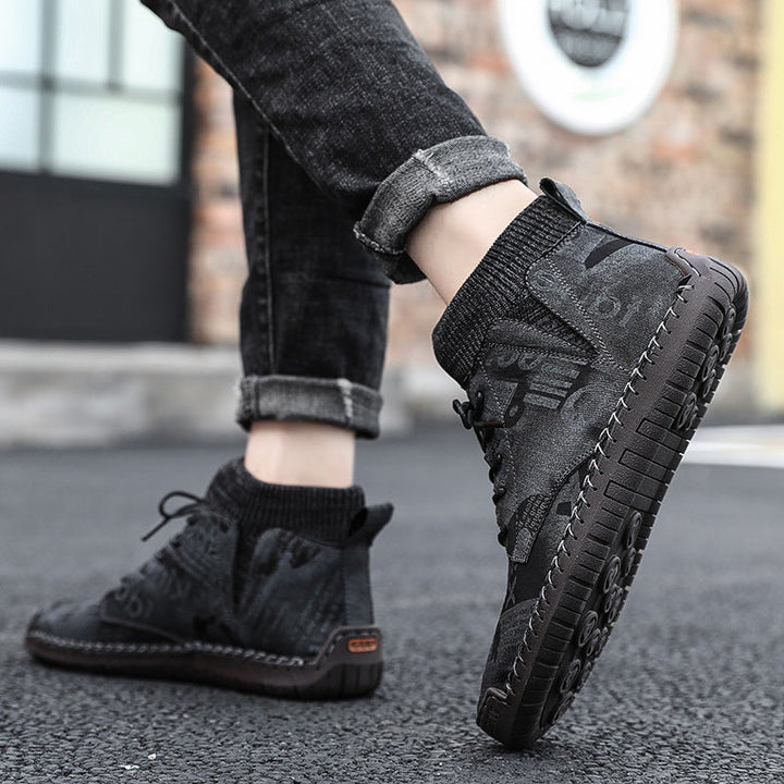 Structured knit high-top sneakers