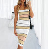 Glamorous Chic Striped Sleeveless Skinny Dress