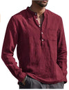 Men's long-sleeved shirt with V-neck