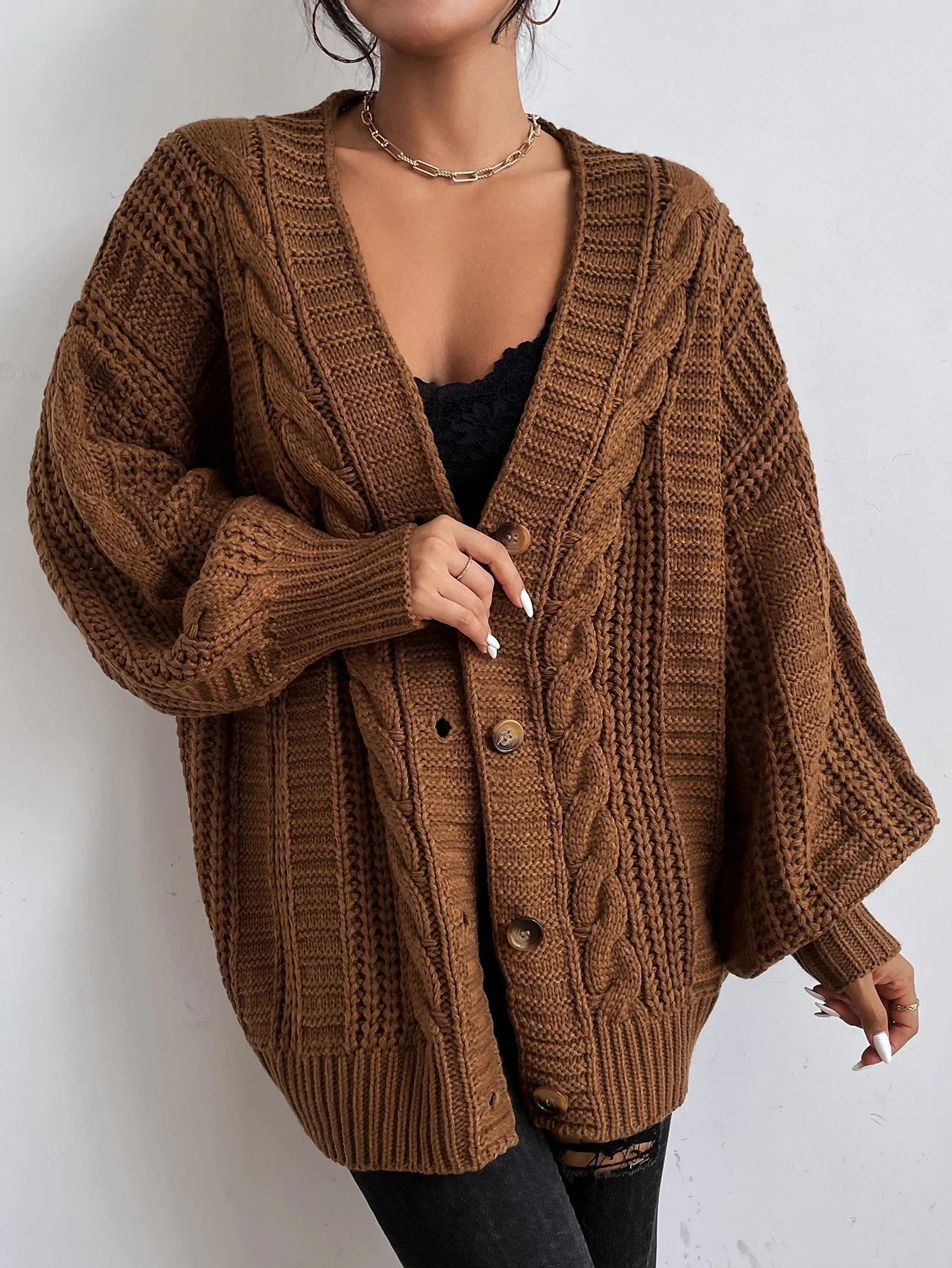 Women's - Cable Knit Cardigan - Cosy Knitwear