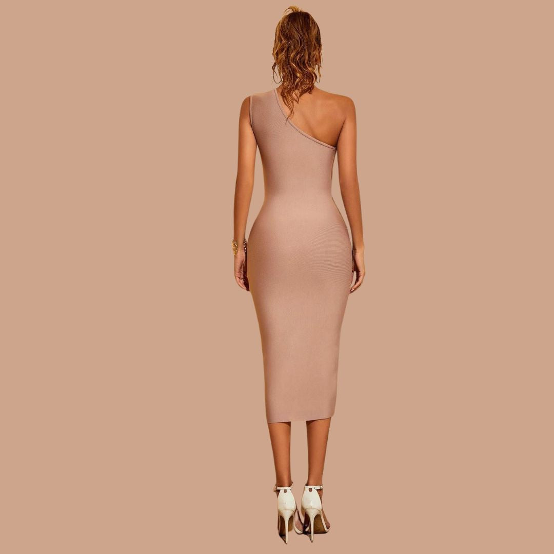 Shoulder bandage midi dress