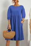 Casual mid-length dress with 3/4-length sleeves