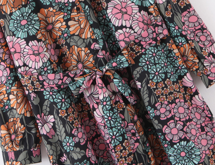 Modern Flower Premium Print Dress