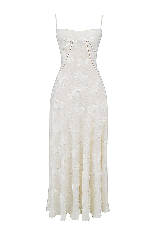 Vintage cream maxi dress with lace back