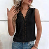 Sleeveless blouse with lace overlay