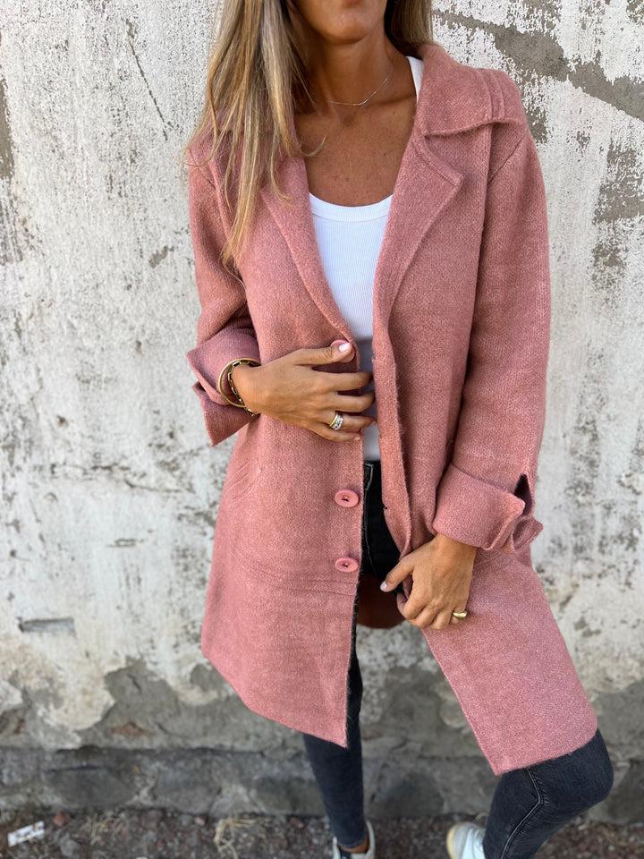 Women's - Casual Long Coat with Cuffs - Cotton - Stylish & Comfortable Outerwear