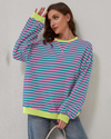 STRIPED LONG SLEEVE SWEATSHIRT IN OVERSIZE