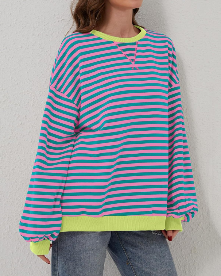 STRIPED LONG SLEEVE SWEATSHIRT IN OVERSIZE