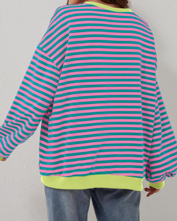 STRIPED LONG SLEEVE SWEATSHIRT IN OVERSIZE