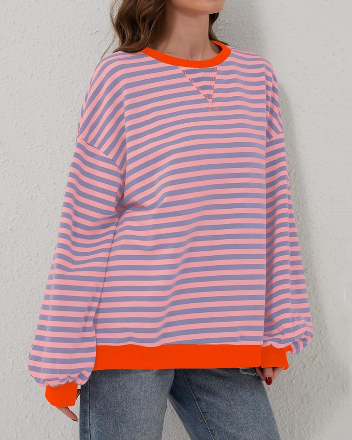 STRIPED LONG SLEEVE SWEATSHIRT IN OVERSIZE