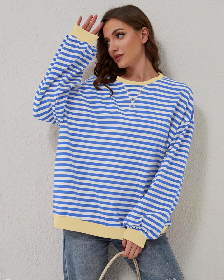 STRIPED LONG SLEEVE SWEATSHIRT IN OVERSIZE