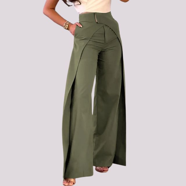 High waisted trousers with wide leg