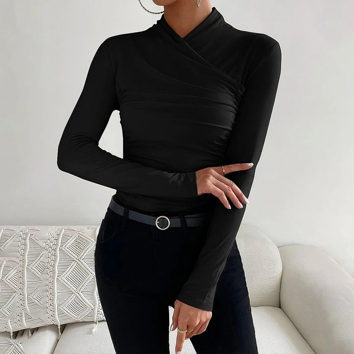 Elegant Ruched Wrap Tight Long Sleeve for Women