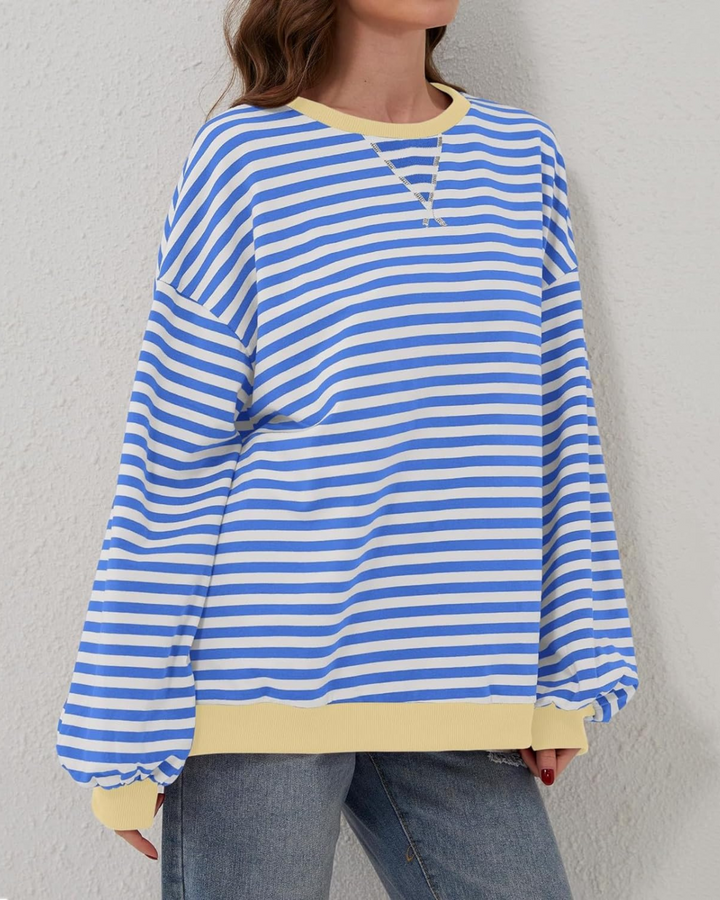 STRIPED LONG SLEEVE SWEATSHIRT IN OVERSIZE