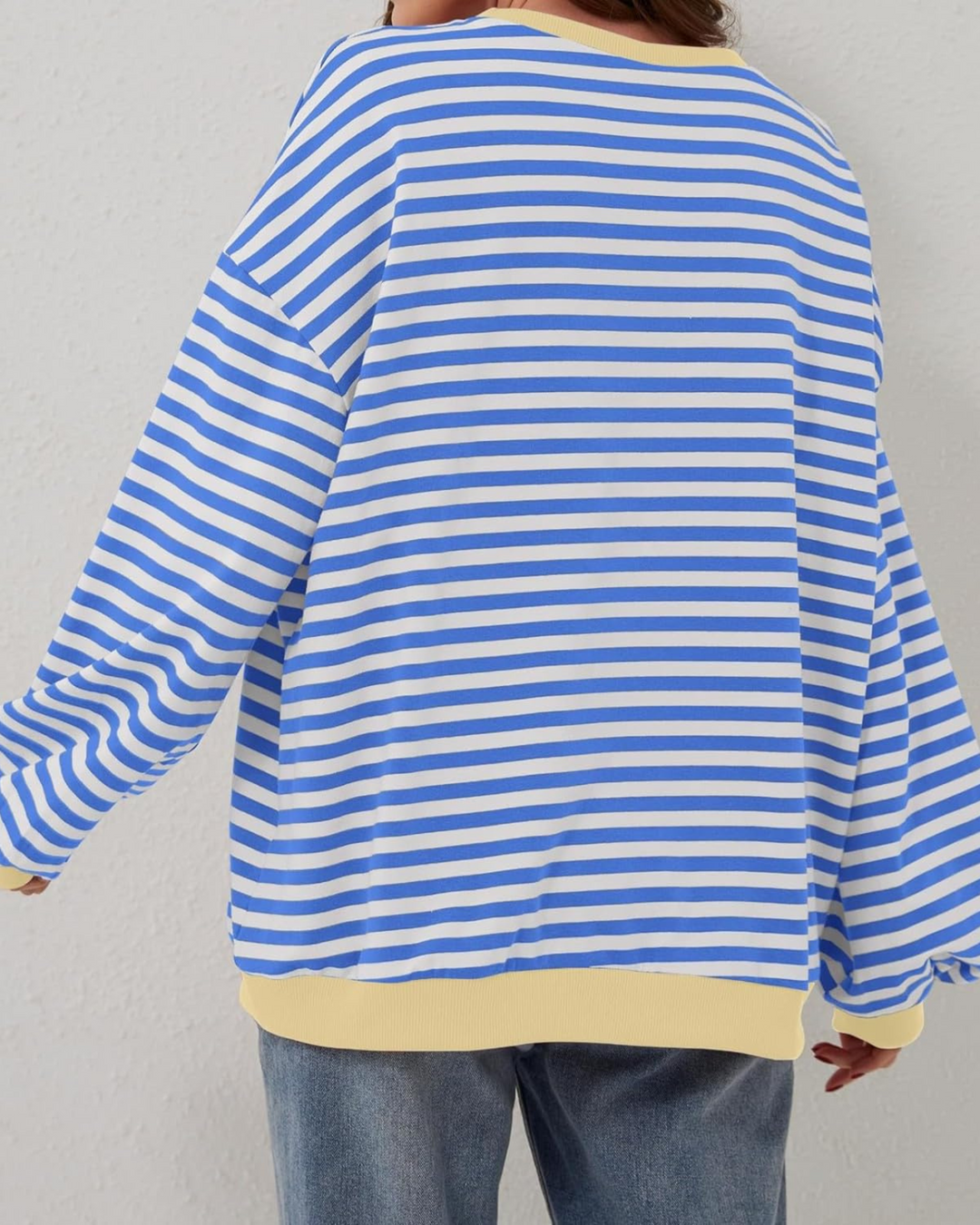 STRIPED LONG SLEEVE SWEATSHIRT IN OVERSIZE