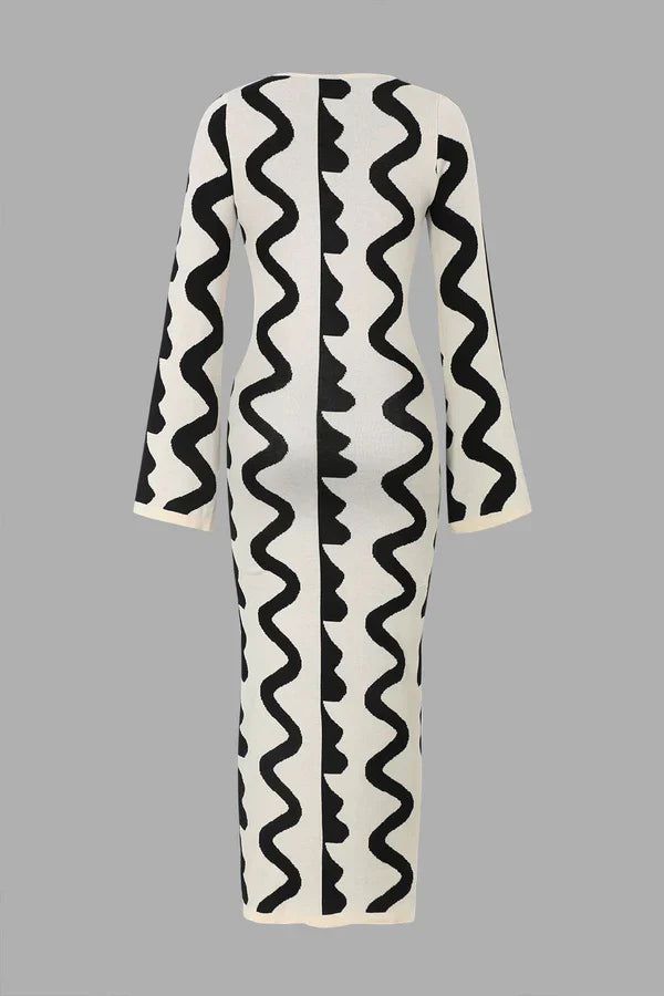 Knitted dress with wave pattern