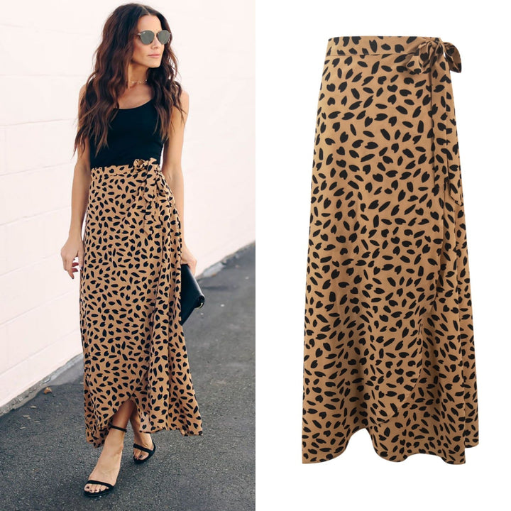 Leopard pattern longer loose skirt