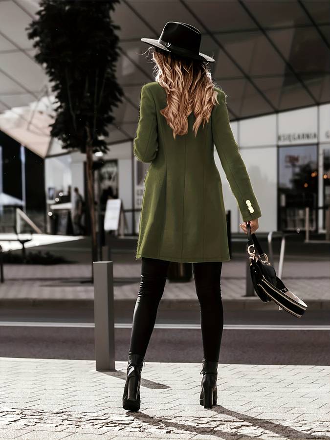 Women's - Tailored Winter Coat - Double-Breasted
