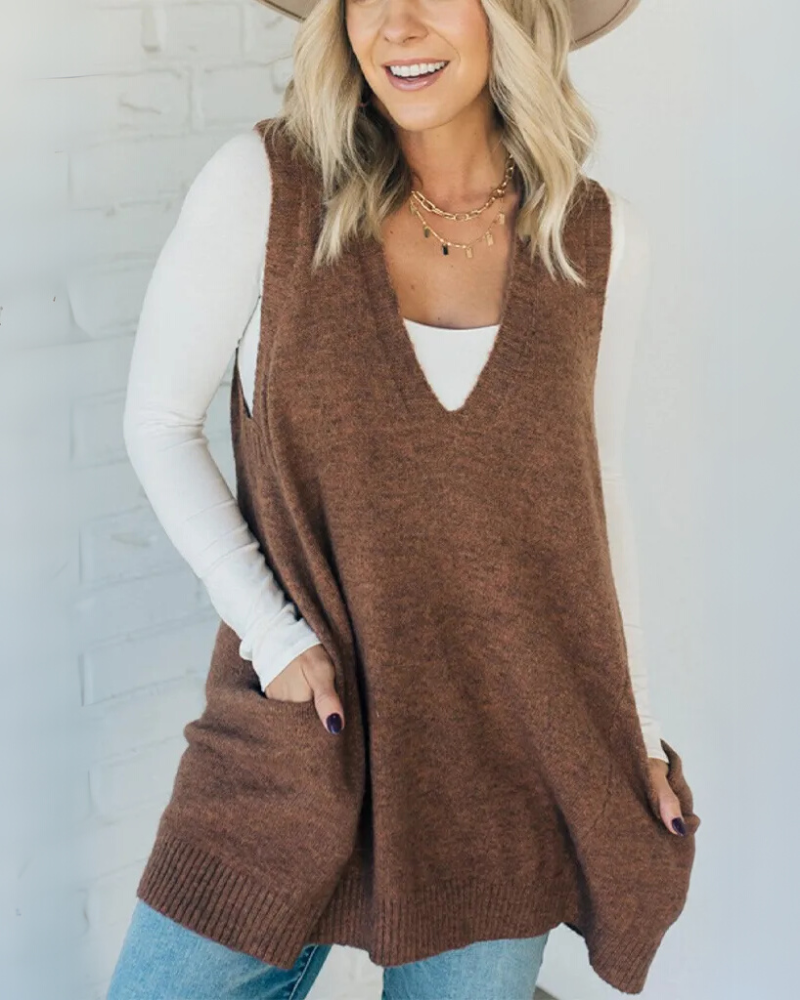 Women's - Cosy Knit Vest - Soft Fabric - Stylish Layering Essential for All Seasons