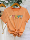 T-shirt with heart letter print and round neckline