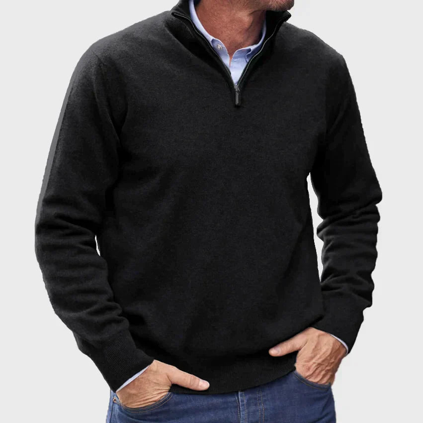 Men - Sweater - Zip-Up - Cashmere Look