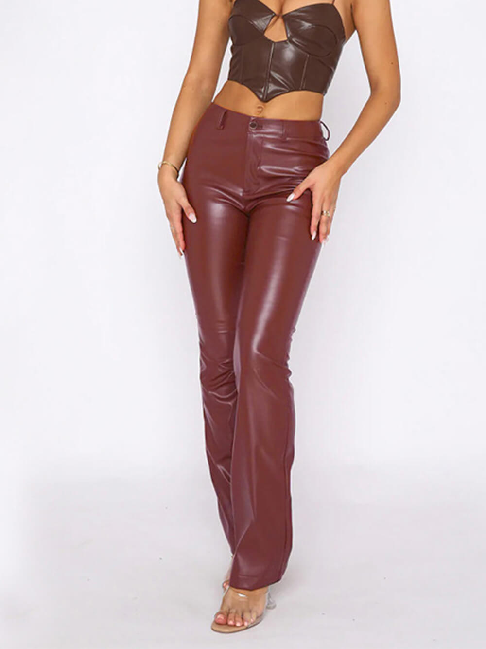 High waist straight cut trousers