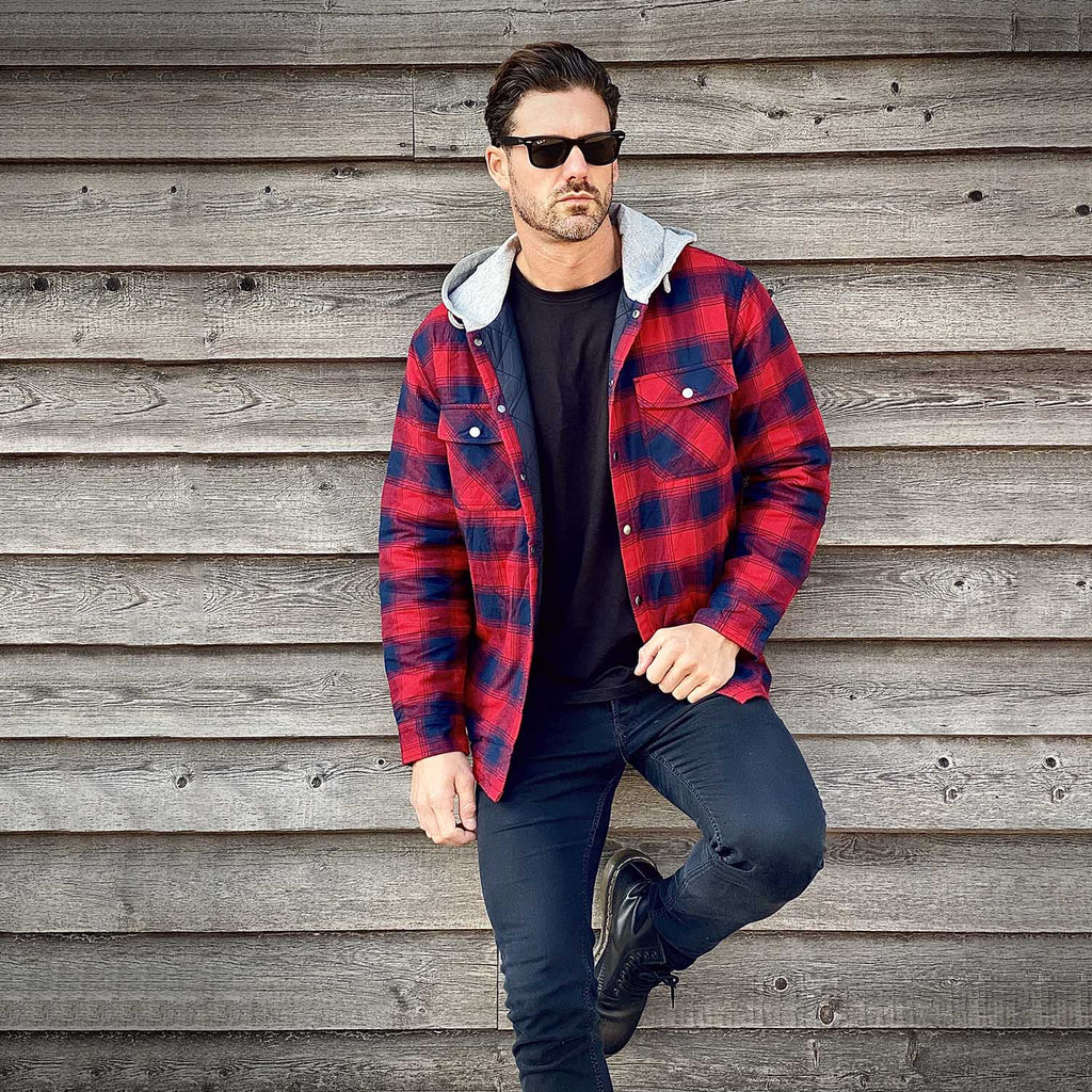 Men's - Quilted Flannel Jacket – Hooded, Warm Design – Casual Outerwear