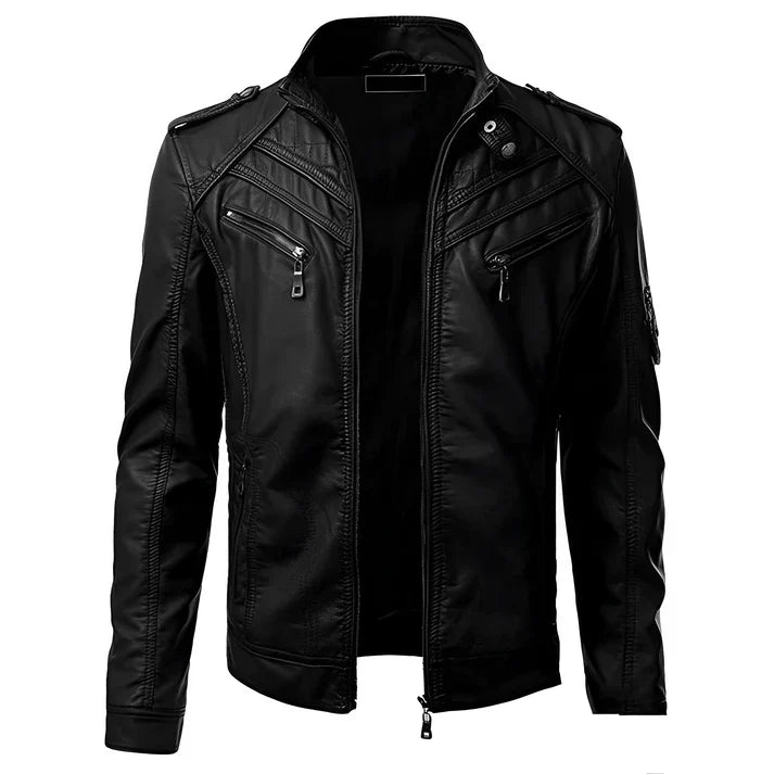 Men's - Biker Jacket - Multiple Pockets - Casual Outfit - Stylish Design
