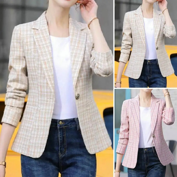 Women's checked blazer with ankle button fastening