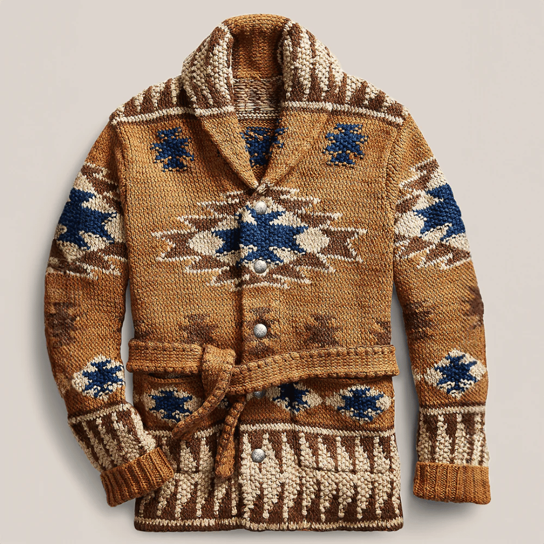 Men's - Jacquard Cardigan - Cosy Wool Blend Knitwear - Stylish All-Season Layering Essential