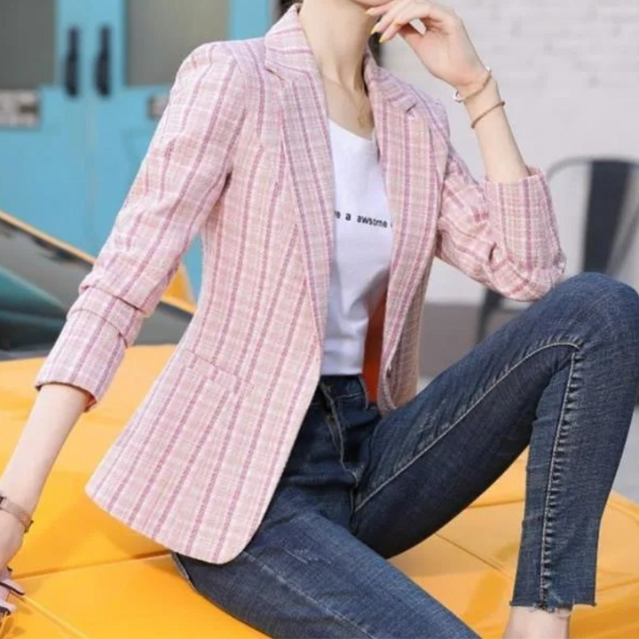 Women's checked blazer with ankle button fastening - timeless style