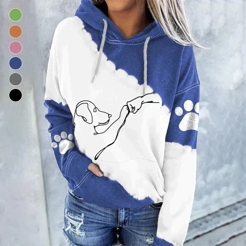 Amora™ trendy loose hoodie with dog print