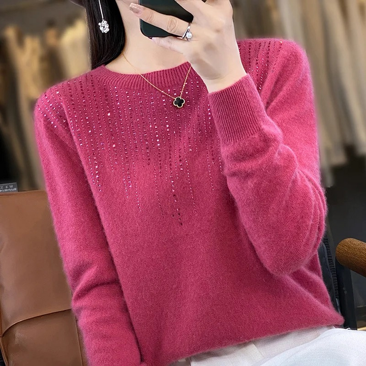 Soft Knitted Ladies Sweater with Sparkling Details