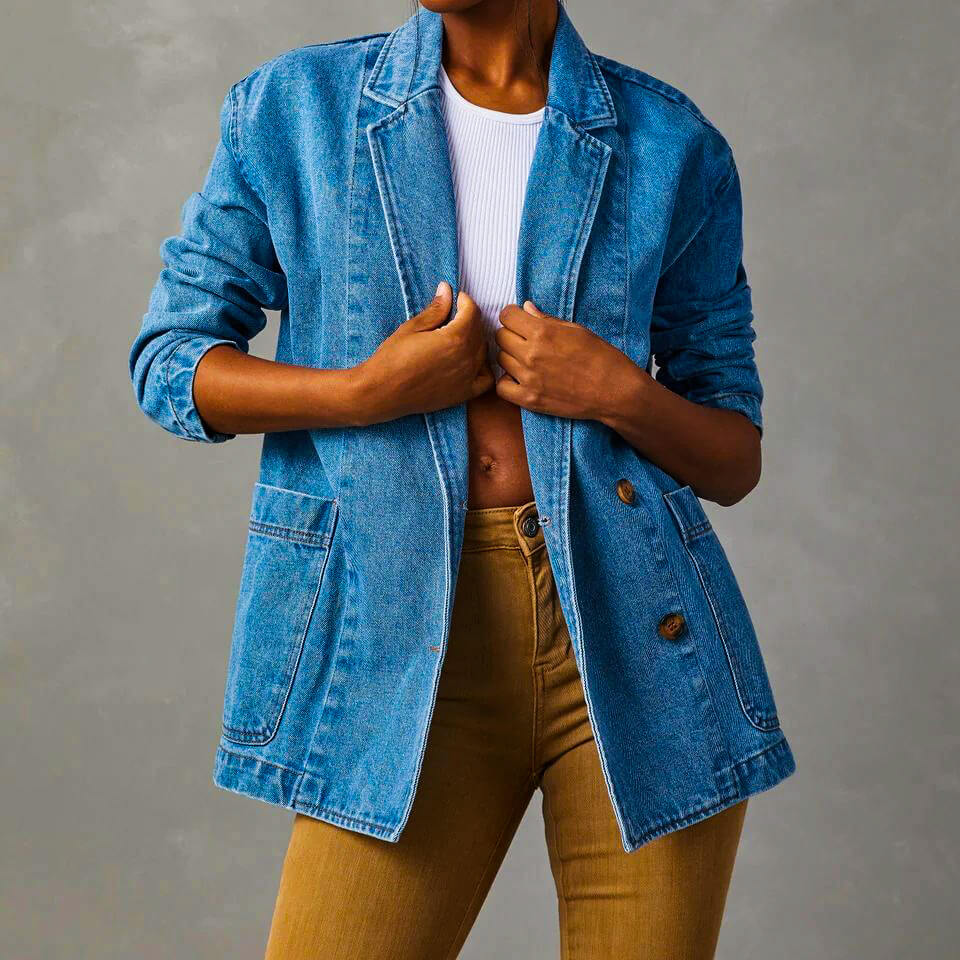 Women's - Denim Blazer - Stylish Fit - Versatile Casual Wear