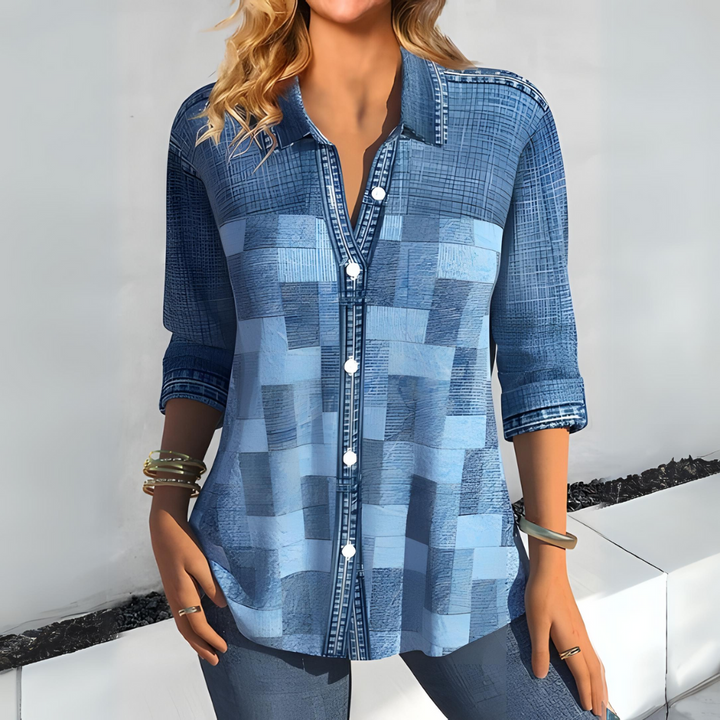 Casual long-sleeved shirt with collar in a fashionable fit