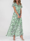 Women's - Long Floral Dress - Lightweight & Elegant - Ideal for Casual or Formal Summer Occasions