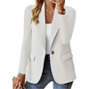 Casual solid ladies' blazer with long sleeves and narrow pocket buckle