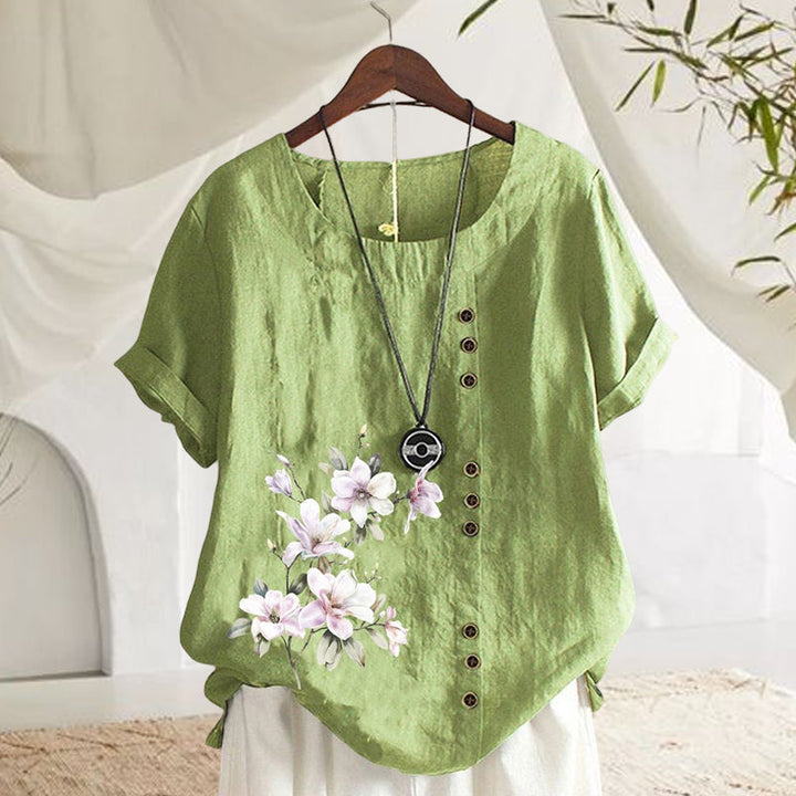 Floral cotton and linen shirt