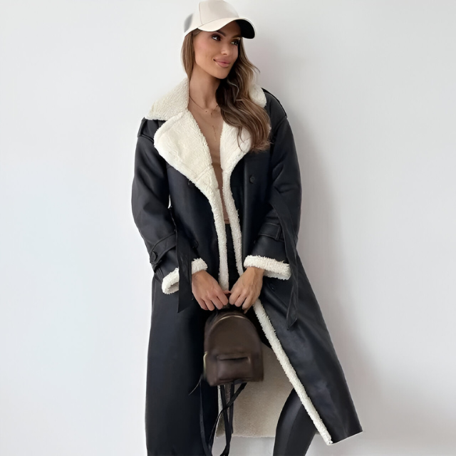 Women's - Collar Lapel Coat - Stylish Outerwear - Classic Design