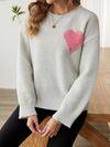 Soft knitted jumper with heart pattern